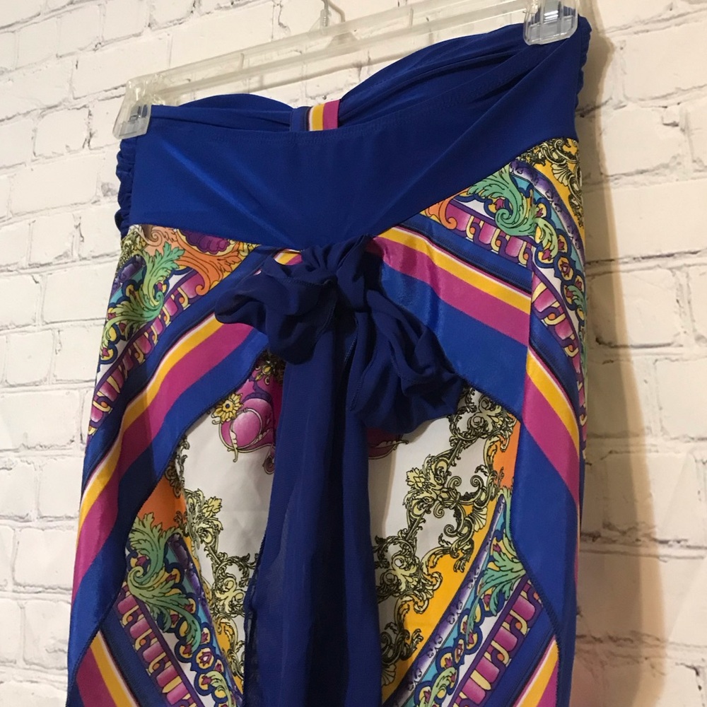 Blue Strapless Scarf Top - Picture 6 of 8